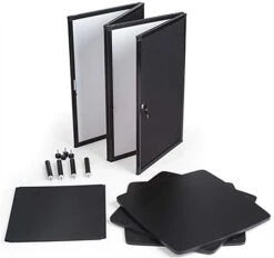 41” Tall Portable Counter With Exposed Shelf & Locking Cabinet – Black -LuxeDisplay Shop lctcntblk.ra4 preview