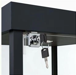 18" Glass Display Case W/4 Fixed Shelves, Locking Hinged Door, LED Top Lights - Black -LuxeDisplay Shop ledsmp01bk.ra4 preview