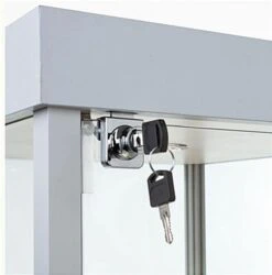 18" Glass Display Case W/4 Shelves, Locking Hinged Door, LED Top Lights - Silver -LuxeDisplay Shop ledsmp01sv.ra4 preview