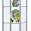 18" Glass Display Case W/4 Shelves, Locking Hinged Door, LED Top Lights - Silver