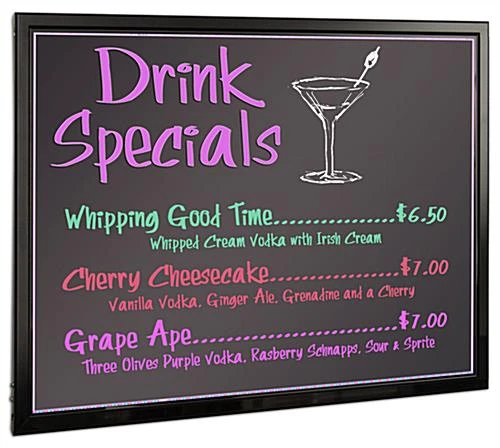 24 X 32 Write-On Board, Wall Or Ceiling Mount, LED Lighting, Wet Erase - Black 3 24 X 32 Write-On Board, Wall Or Ceiling Mount, LED Lighting, Wet Erase - Black