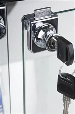 40" Display Case W/ LED Top & Side Lights, 4 Fixed Shelves, Hinged Doors - Black -LuxeDisplay Shop lesc10478b.ra2 preview