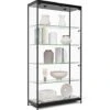 40" Display Case W/ LED Top & Side Lights, 4 Fixed Shelves, Hinged Doors - Black 2 40" Display Case W/ LED Top & Side Lights, 4 Fixed Shelves, Hinged Doors - Black -LuxeDisplay Shop lesc10478b.rw preview