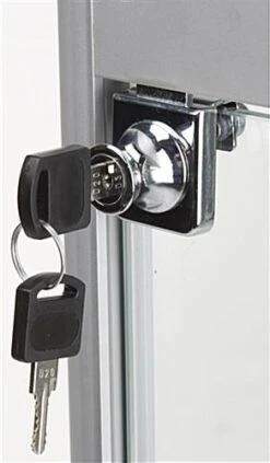 20” Glass Display Case W/ LED Lights & Cabinet, Fixed Shelves, Hinged Door - Silver -LuxeDisplay Shop lesc2020sb.ra2 preview