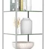 20” Glass Display Case W/ LED Lights & Cabinet, Fixed Shelves, Hinged Door - Silver -LuxeDisplay Shop lesc2020sb.rw preview