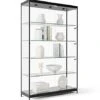48” Display Case W/ 9 LED Top & Side Lights, 4 Fixed Shelves, Hinged Doors - Black -LuxeDisplay Shop lesc4816bk.rw preview