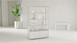48” Display Case W/ 7 LED Top & Side Lights, 3 Fixed Shelves, Hinged Doors - Silver -LuxeDisplay Shop lesc4816sb.ra6 preview