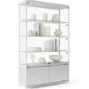 48” Display Case W/ 7 LED Top & Side Lights, 3 Fixed Shelves, Hinged Doors - Silver -LuxeDisplay Shop lesc4816sb.rw preview