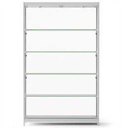 48” Display Case W/ 9 LED Top & Side Lights, 4 Fixed Shelves, Hinged Doors - Silver -LuxeDisplay Shop lesc4816sv.ra2 preview