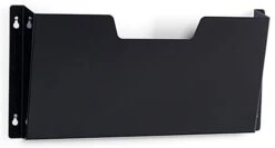 15.75”w Hanging File Holder, Single Pocket, Wall Mount, Powder Coated Steel - Black