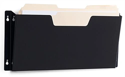 15.75”w Hanging File Holder, Single Pocket, Wall Mount, Powder Coated Steel - Black 4 15.75”w Hanging File Holder, Single Pocket, Wall Mount, Powder Coated Steel - Black - Image 2