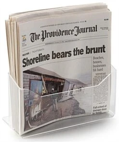 Acrylic Newspaper Display For Tabletop, 11"w, Single Pocket - Clear -LuxeDisplay Shop lh1125s.ra1 preview