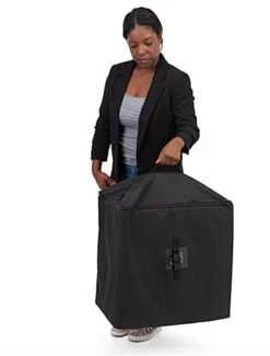 8-Pocket Portable Literature Floor Stand With Case, 8.5"w, 4-Tier - Silver -LuxeDisplay Shop lit8clcol.ra2 preview