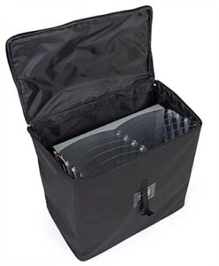 8-Pocket Portable Literature Floor Stand With Case, 8.5"w, 4-Tier - Silver -LuxeDisplay Shop lit8clcol.ra3 preview