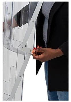 8-Pocket Portable Literature Floor Stand With Case, 8.5"w, 4-Tier - Silver -LuxeDisplay Shop lit8clcol.ra4 preview