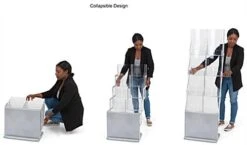 8-Pocket Portable Literature Floor Stand With Case, 8.5"w, 4-Tier - Silver -LuxeDisplay Shop lit8clcol.ra5 preview