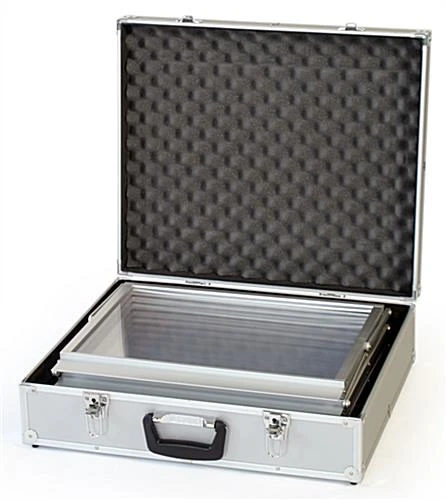 5-Pocket Portable Literature Floor Stand W/ Hard Case, Adjustable, 18.75"w - Silver 4 5-Pocket Portable Literature Floor Stand W/ Hard Case, Adjustable, 18.75"w - Silver - Image 2