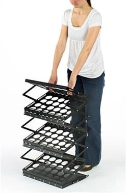 6-Pocket Portable Literature Floor Stand With Case, Adjustable, 18.25"w - Black -LuxeDisplay Shop lrjnya3blk.ra2 preview