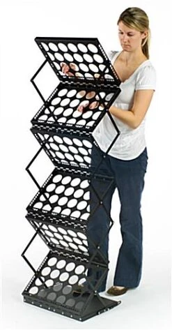 6-Pocket Portable Literature Floor Stand With Case, Adjustable, 18.25"w - Black -LuxeDisplay Shop lrjnya3blk.ra3 preview