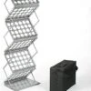 6-Pocket Portable Literature Floor Stand With Case, Adjustable Height, 18"w - Silver
