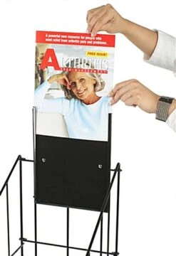 Metal Wire Magazine Floor Stand, 8.5"w, Sign Header - Black -LuxeDisplay Shop lrwrc912.ra2 preview