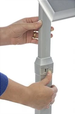 18 X 24 Menu Stand For Floor, Snap Open, Adjustable Height - Silver -LuxeDisplay Shop m2x1824slv.ra6 preview