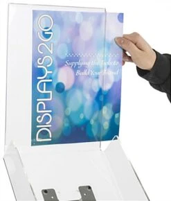 Literature Floor Stand Fits 8.5 X 11 Magazines, Single Pocket W/ Sign Holder - Silver -LuxeDisplay Shop m2xlshslv.ra2 preview