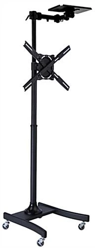 TV Stand With Wheels, Fits Monitors 32-47", W/ Camera Shelf – Black