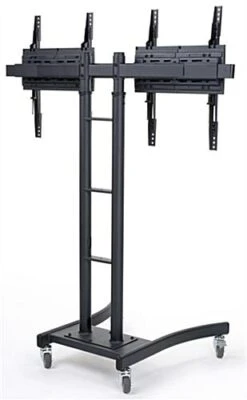 Dual TV Stand W/ 2 Mounts, Fits Monitors 32-65", Adjustable Bracket, Wheels - Black -LuxeDisplay Shop mb895dhbk.ra2 preview