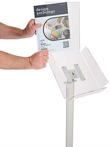 Metal Magazine Floor Stand, 8.5"w, Single Pocket, Tilting, Sign Holder – Silver 6 Metal Magazine Floor Stand, 8.5"w, Single Pocket, Tilting, Sign Holder – Silver - Image 4