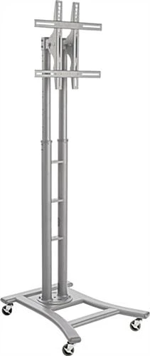 LED TV Stand With Wheels, Fits Monitors 32 To 65", Height Adjustable –Silver