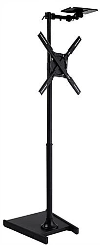 TV Stand For Window Displays, Fits Monitors 27”-60”, Camera Shelf, Adjustable - Black