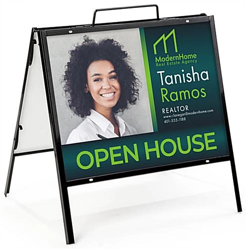 24 X 18 Real Estate Signs, H Frame With Sign Rider, Black 3 24 X 18 Real Estate Signs, H Frame With Sign Rider, Black