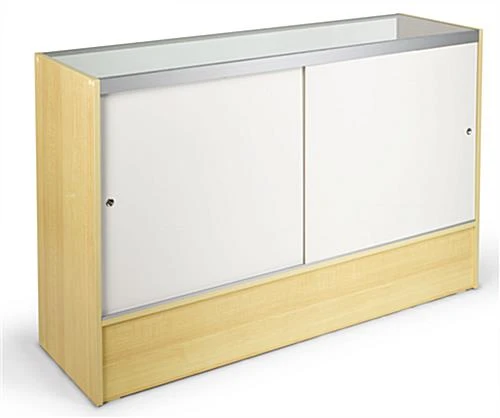 Retail Counter W/ Maple Finish, Adjustable Tempered Glass Shelves & Sliding Doors 5 Retail Counter W/ Maple Finish, Adjustable Tempered Glass Shelves & Sliding Doors - Image 3