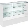 5' Retail Counter W/ White Finish, Adjustable Tempered Glass Shelves & Sliding Doors -LuxeDisplay Shop mrc5whtkd.rw preview
