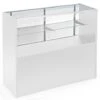 4’ Display Counter W/ White Finish, Adjustable Tempered Glass Shelf & Sliding Doors