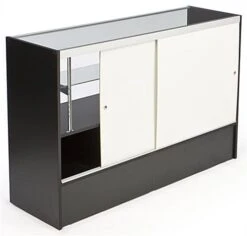 Display Cases W/ Black Finish, Adjustable Tempered Glass Shelf & Sliding Doors -LuxeDisplay Shop mrchv5bkkd.ra2 preview