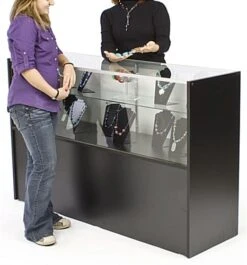 Display Cases W/ Black Finish, Adjustable Tempered Glass Shelf & Sliding Doors -LuxeDisplay Shop mrchv5bkkd.ra3 preview