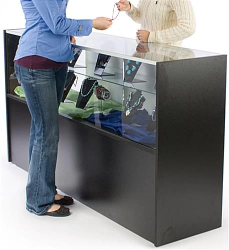 Retail Counter W/ Black Finish, Storage Space, Adjustable Shelf & Sliding Doors 8 Retail Counter W/ Black Finish, Storage Space, Adjustable Shelf & Sliding Doors - Image 6