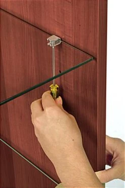 Corner Retail Counter W/ Cherry Finish & Adjustable Tempered Glass Shelves -LuxeDisplay Shop mrcornerch.ra3 preview