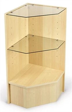 Counter Cases W/ Maple Finish & Adjustable Tempered Glass Shelves
