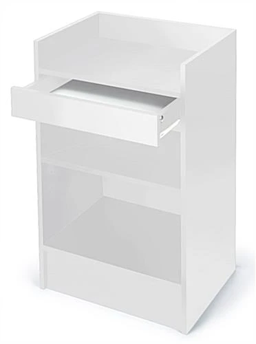 24" White Cash Wrap W/ Pull-Out Drawer & Storage Shelf 4 24" White Cash Wrap W/ Pull-Out Drawer & Storage Shelf - Image 2