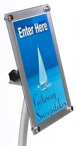 11 X 17 Menu Stand For Floor, Tilting Bracket, Curved Post - Silver -LuxeDisplay Shop msas1117sv.ra2 preview