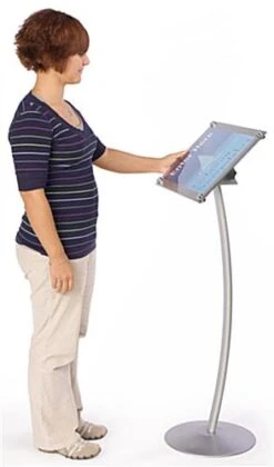11 X 17 Menu Stand For Floor, Tilting Bracket, Curved Post - Silver -LuxeDisplay Shop msas1117sv.ra3 preview