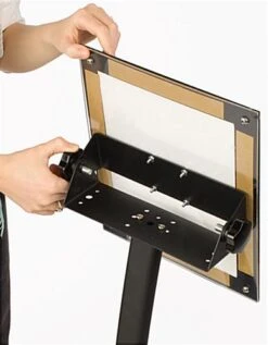 8.5 X 11 Menu Stand For Floor, Tilting Bracket, Curved Post - Black -LuxeDisplay Shop msas8511blk.ra3 preview