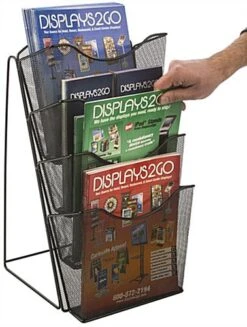 4 Tier Literature Rack For Countertop, Fits 8.5x11 & 4x9 Pamphlets, Mesh - Black -LuxeDisplay Shop mshcnt4bk.renv preview