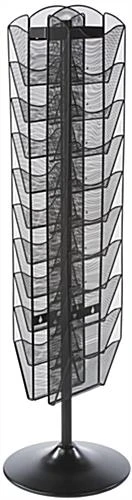 10 Tier Literature Rack For Floor, 2 Sided, Fits 8.5x11 & 4x9, Rotating, Mesh - Black
