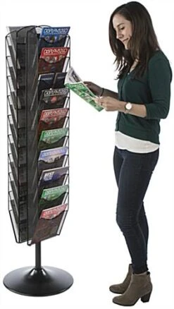 10 Tier Literature Rack For Floor, 2 Sided, Fits 8.5x11 & 4x9, Rotating, Mesh - Black 13 10 Tier Literature Rack For Floor, 2 Sided, Fits 8.5x11 & 4x9, Rotating, Mesh - Black -LuxeDisplay Shop mshrk20f.renv preview