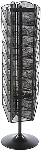 10 Tier Literature Rack For Floor, 3 Sided, Fits 8.5x11 & 4x9, Rotating, Mesh - Black