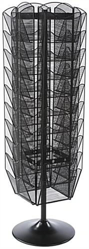 10 Tier Literature Rack For Floor, 4 Sided, Fits 8.5x11 & 4x9, Rotating, Mesh - Black